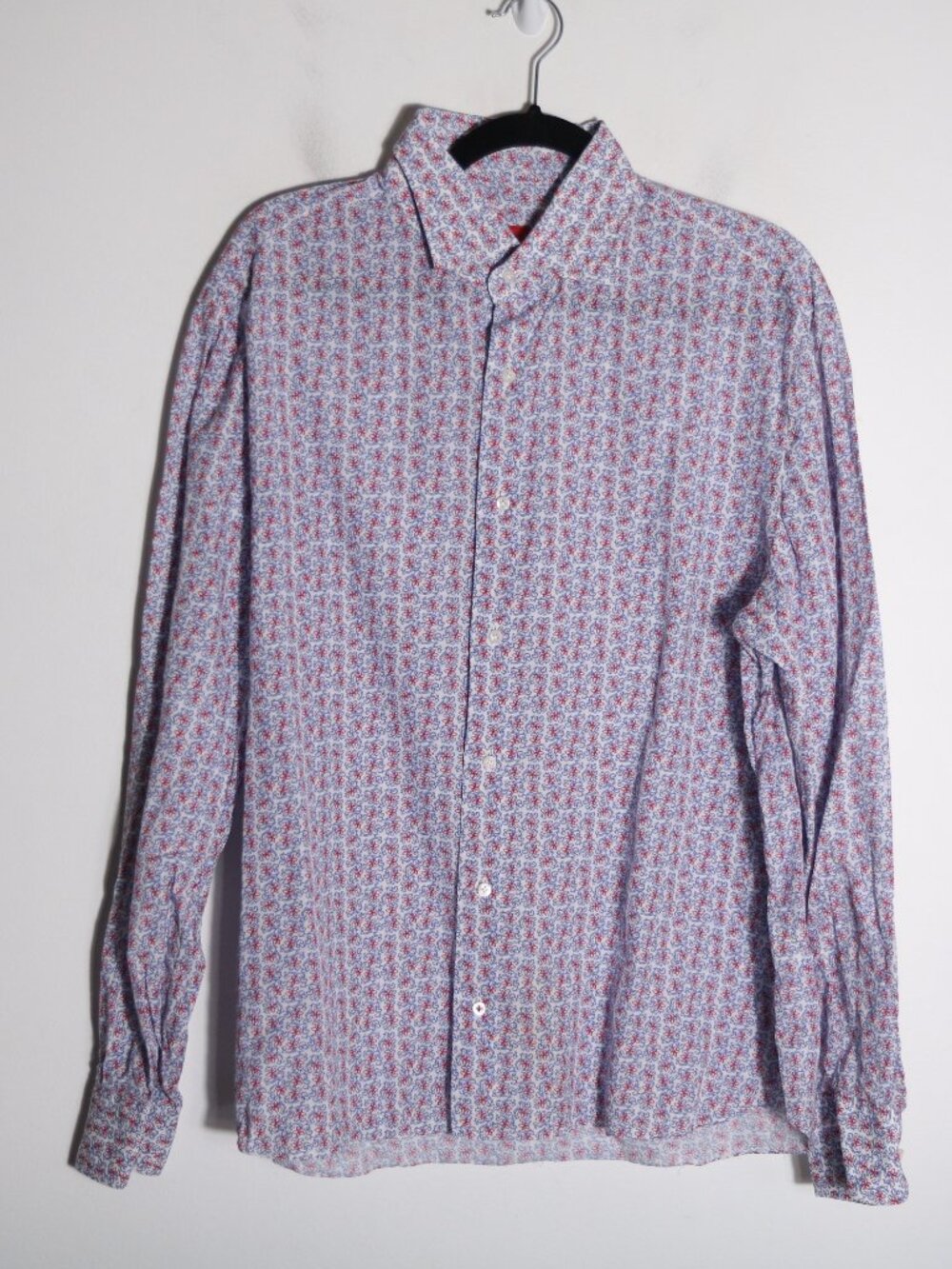 Isaia Mens Linen Blend Button Down Shirt XL Floral Paisley Italy Lightweight